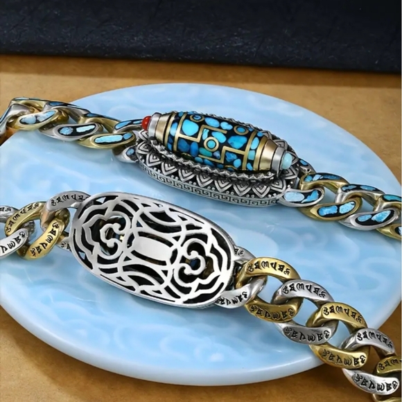 New! UNISEX Silver Plated Copper Fidget Spinner Bracelet. 8.5" - Picture 6 of 11